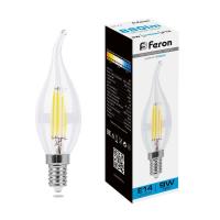 Лампа светодиодная филаментная Feron E14 9W 6400K прозрачная LB-74 38235