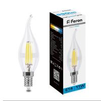 Лампа светодиодная филаментная Feron E14 11W 6400K прозрачная LB-714 38237