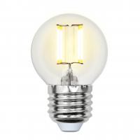 Лампа светодиодная филаментная Uniel E27 6W 3000K прозрачная LED-G45-6W/WW/E27/CL GLA01TR UL-00002203