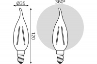 Лампа светодиодная филаментная Gauss E14 13W 4100K прозрачная 104801213