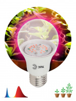 Лампа светодиодная для растений ЭРА E27 10W 1310K прозрачная FITO-10W-RB-E27-K Б0039069