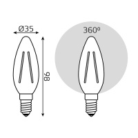 Лампа светодиодная диммируемая Gauss филаментная E14 5W 2700К прозрачная 103801105-D