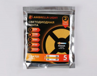 Светодиодная лента Ambrella Light 12W/m 480LED/m COB теплый белый 5M GS4701