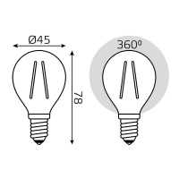 Лампа cветодиодная филаментная Gauss E14 7W 4100K прозрачная 3 шт. 105901207T