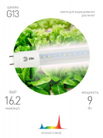 Лампа светодиодная для растений ЭРА G13 9W 1200K прозрачная Fito-9W-Ra90-Т8-G13-NL Б0042988