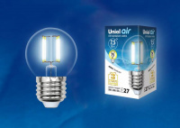 Лампа светодиодная филаментная Uniel E27 7,5W 4000K прозрачная LED-G45-7,5W/NW/E27/CL GLA01TR UL-00003255