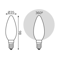 Лампа светодиодная филаментная Gauss E14 9W 3000К матовая 103201109