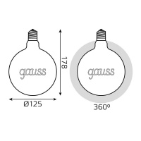 Лампа светодиодная филаментная Gauss E27 2,5W 2000K золотая 175802003