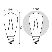 Лампа cветодиодная филаментная Gauss E27 10W 4100K прозрачная 157802210